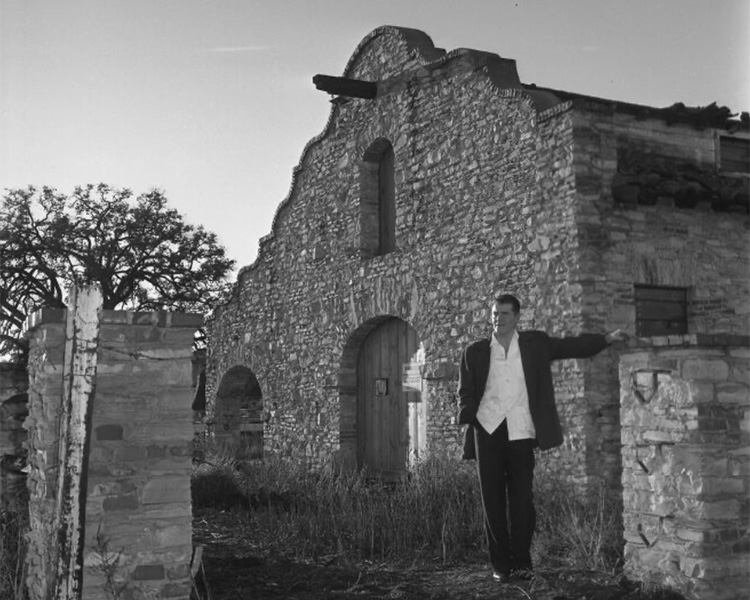 Historical photo of man in from of what is now the Malibu Wines building